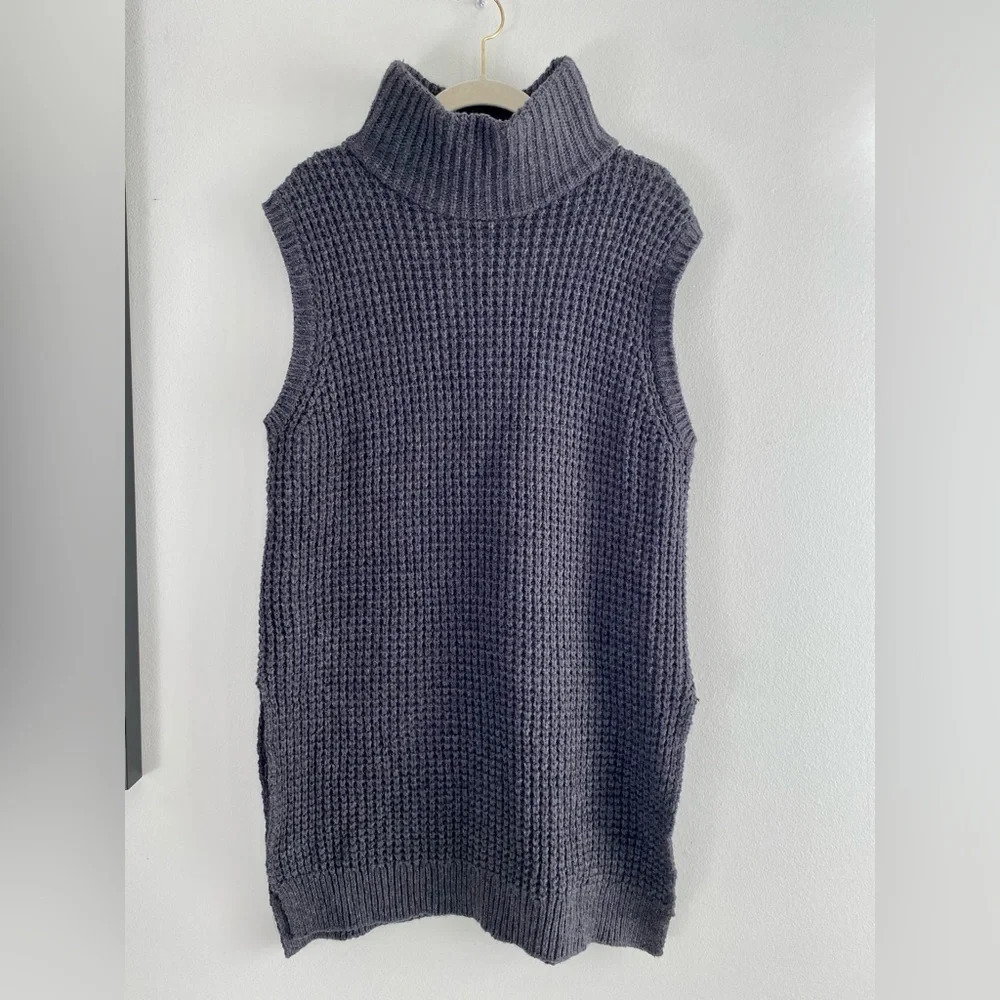 LINE Chunky Wool Cotton Blend  Turtleneck Sweater Vest Tunic size L